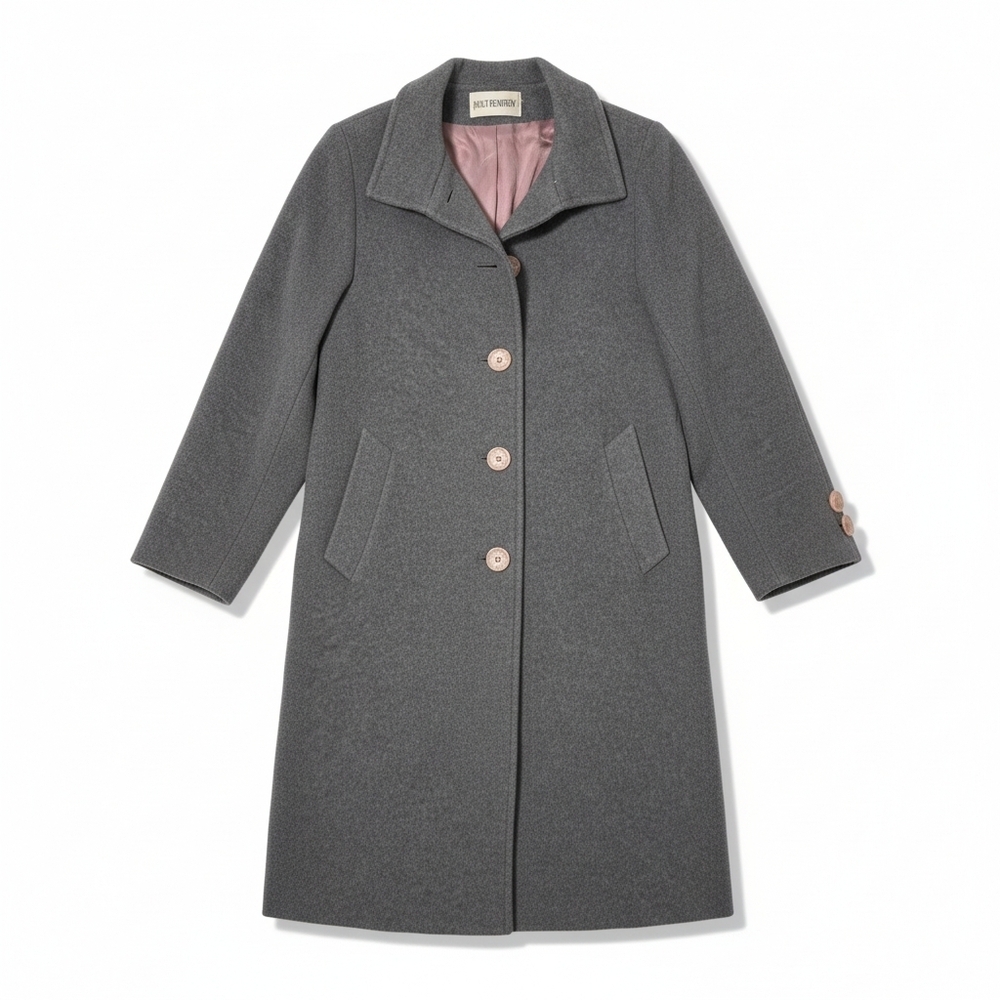 Vintage Holt Renfrew Wool Angora Long Coat Grey Lined Tailored Jacket Sz 6